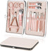 Nail Clippers for Men Women 18 In 1 Stainless Steel Nail Kit with Leather Case (Rose Gold)