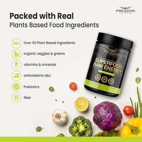 FREZZOR Superfood Raw Energy Powder - All-Natural Hemp Protein with Amino Acids & Antioxidants, 500g, 50 Scoops