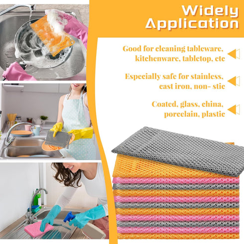 Norme 24 Pcs Mesh Cloth Dishes - Non Scratch Dish Washing Net Scrubbers for Kitchen, Fast Drying, 3 Colors