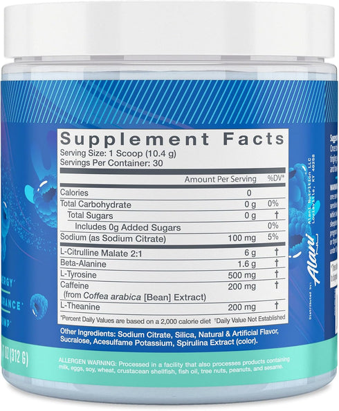 Alani Nu Pre Workout Powder Breezeberry | Sugar Free Amino Energy Boost Supplement | 200mg Caffeine, 30 Servings
