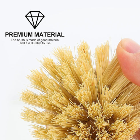 Wok Brush and Multi-Function Vegetable Scrubber, Short Handle Kitchen Pot Brush with Natural Fiber Bristles for Home