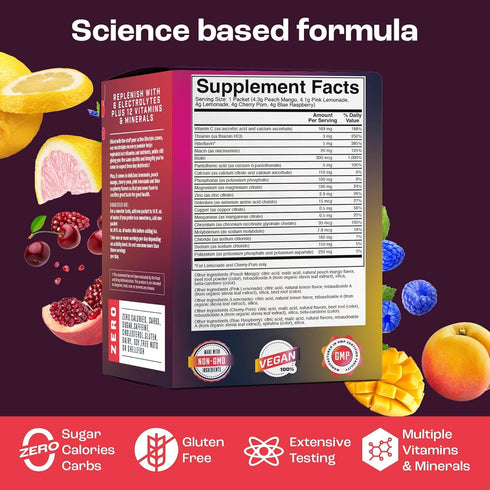 KEY NUTRIENTS Multivitamin Electrolytes Powder - No Sugar - 5 Delicious Flavors - Endurance & Energy Supplement