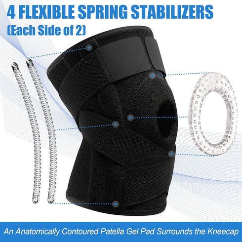 NEENCA Knee Brace for Knee Pain, Adjustable Support with Patella Gel Pad & Side Spring Stabilizers for Arthritis Relief