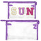 Y1tvei Clear SUN Makeup Bag - 2Pcs Preppy Purple Chenille Varsity Letter Cosmetic Bag, Waterproof Beach Travel Pouch