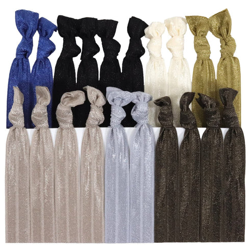 Kenz Laurenz No Crease Hair Ties, Neutral Tones Ponytail Holders (50 Pack) - Ouchless Elastic Styling Accessories