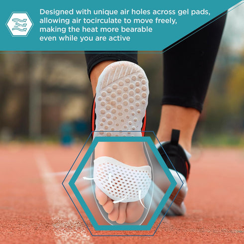 Homergy Metatarsal Foot Pads for Pain Relief - 4 Pack Soft Gel Reusable Sleeve Pads, Forefoot Cushioning Supports for