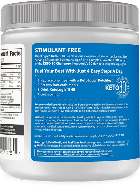 Ketologic Keto BHB - Exogenous Ketone Supplement, Patriot Pop Flavor, 30 Servings