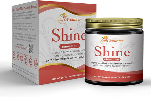 Shine Remineralizing Tooth Powder with Hydroxyapatite, Natural Teeth Whitening Powder, Cinnamon