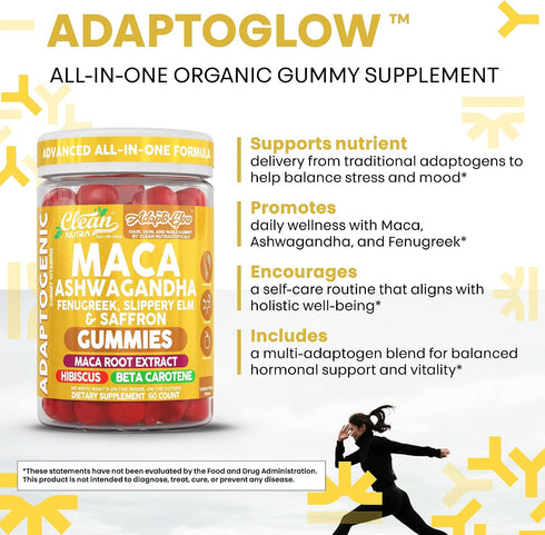 Gummies 60 Gummies Gummy Clean Nutra Maca Root Ashwagandha Fenugreek Slippery Elm Saffron Hibiscus Beta Carotene