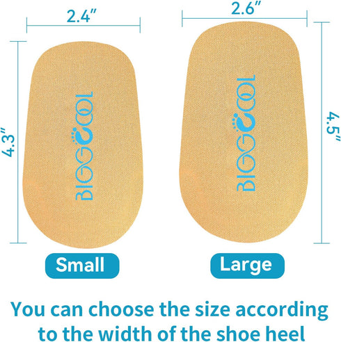 Heel Cushions for Pain Relief, Inserts for Shock Absorption, 1 Pair for Achilles Tendonitis and Bone Spur (Beige, Large)