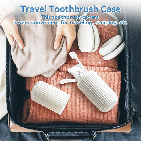 Toothbrush Travel Case, Portable Plastic Container for Traveling, Toothbrush Holders (White)