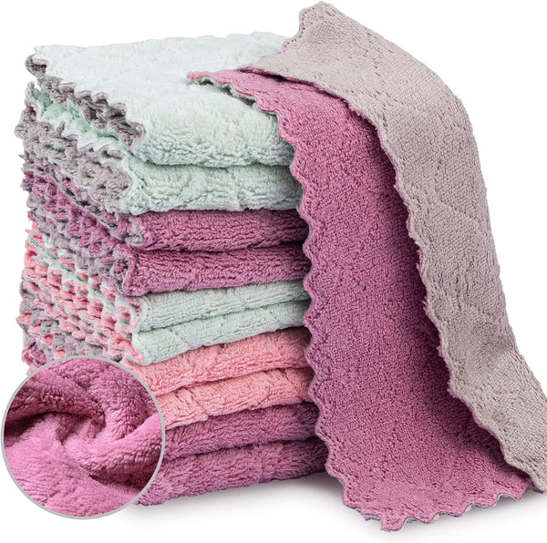 20 Packs Kitchen Cloth Dish Towels, Nonstick Oil Fast Drying Washcloths, Highly Absorbent Cleaning Clothes