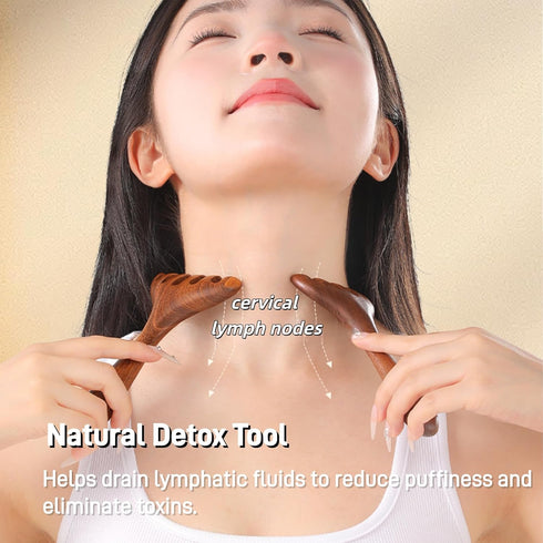 viviyoo Premium Gold Sandalwood Wide Tooth Comb - Wooden Scalp Massager & Gua Sha Tool for Lymphatic Drainage, Head