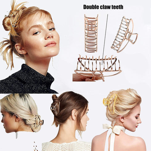 VinBee 3 PACK Large Metal Hair Claw Clips, Hair Catch Barrette Jaw Clamp for Women (4.13 inch)