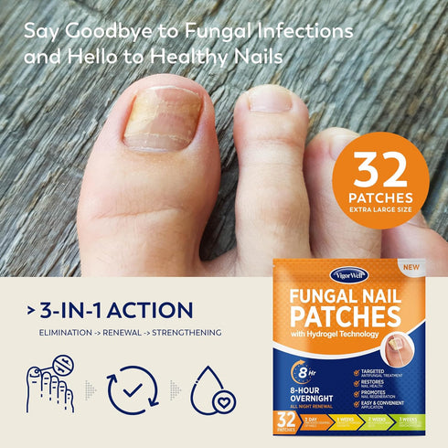 Toenail Fungus Treatment Extra Strength - 32 Patches with Hydrogel for Overnight Repair Fungus Nail Treatment For Toenail - Nighttime Fungal Nail Patches Visible Results in 8 Hours