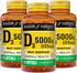 MASON NATURAL Vitamin D3 125 mcg (5000 IU) - Supports Overall Health, Strengthens Bones, 50 Softgels (Pack of 3)