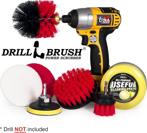 Heavy Duty Nylon Bristle Brush with All Purpose Cleaner Paste, Lemon Lime Scented - Ideal for Deck, Patio, Home Siding,