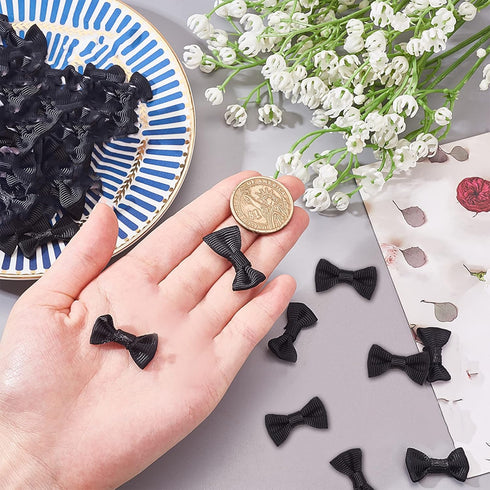 PH PandaHall 120pcs Mini Bow Tie Bows, 1 Inch Black Grosgrain Ribbon Bows for DIY Craft Hair Clips and Decorations