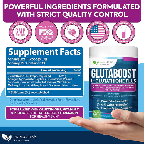 6970mg Glutathione Powder, 15.5 Ounces - Skin Whitening with Collagen & Vitamin C, Anti-Aging Formula