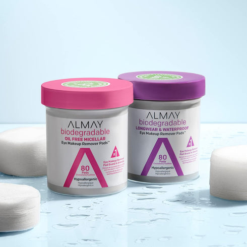Almay Biodegradable Makeup Remover Pads - Micellar Gentle, Hypoallergenic, Fragrance-Free, 120 Count (Pack of 1)