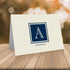 Little Notes by Comptime 4.25 5.5 Monogram Stationery Note Cards - Personalized Monogram Cards (A-Z), Navy Blue, x