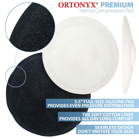ORTONYX Silicone Umbilical Hernia Compression Pad, Soft Liner and Hook & Loop Closure for Abdominal Binder