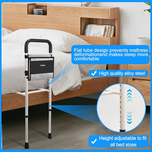 PidmFoy Bed Rails for Elderly Adults Safety, Height Adjustable Bed Cane, Bed Assist Rails for Seniors with Support