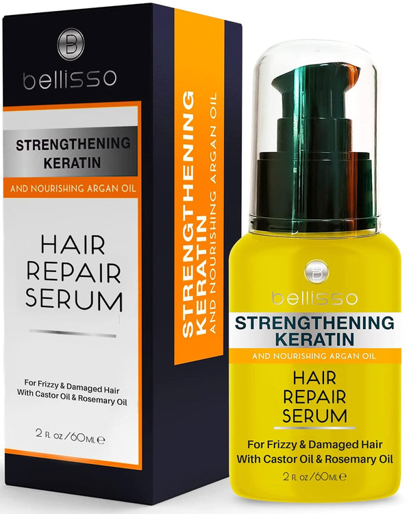Keratin Hair Serum - Heat Protection Treatment and Anti Frizz Control for Frizzy and Damaged Split Ends, Advanced Care