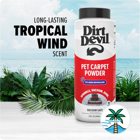 Dirt Devil 32 oz Pet Carpet Powder, Room Refresher, Pet Odor Eliminator, Tropical Wind Scent