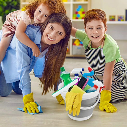 Collapsible Mop Bucket and Ice Bucket, 5L Household Cleaning Silicone Dust Mops Bucket, Portable Bathroom Supplies