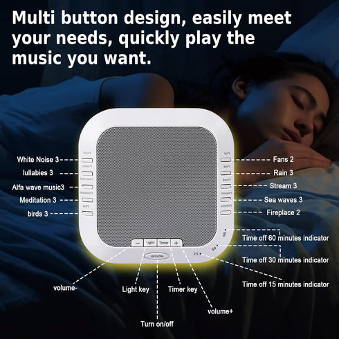 LSXKAMIX 28 3 Noise Sound Machine with Soothing Sounds Night Light White Noise Machine for Adults Baby Kids Sleep