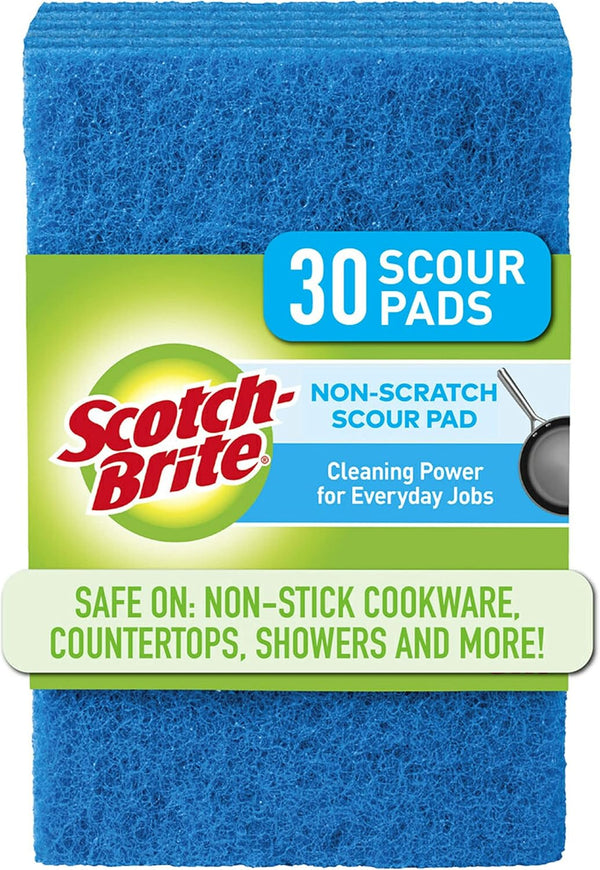 Scotch-Brite Non-Scratch Scour Pads - 30 Pads for Kitchen and Dish Cleaning
