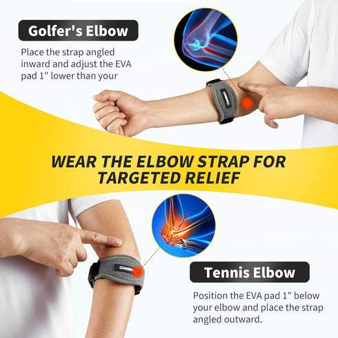 CAMBIVO 2 Pack Tennis Elbow Brace for Men & Women, Adjustable Elbow Strap with Compression Pad for Pain Relief (Dark