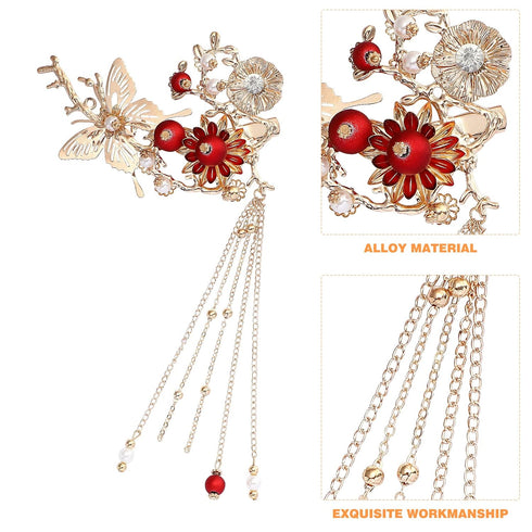 Lurrose Japanese Hairpins, Butterfly Tassel Kimono Kanzashi Bobby Pins Hair Clip Accessory for Traditional Kimono