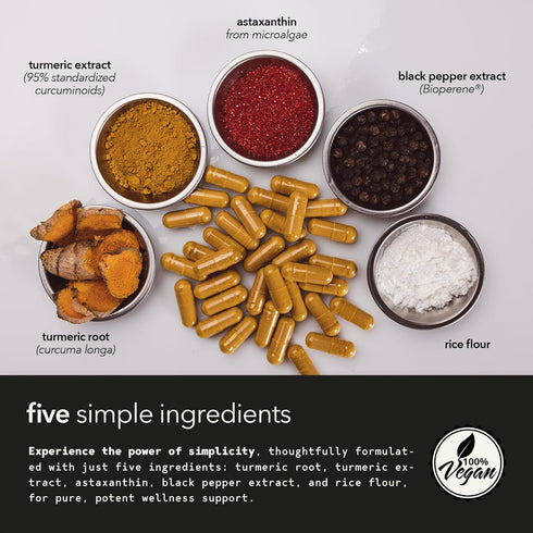 Organic Turmeric Supplement 1500mg, Triple Strength Astaxanthin 12mg, Black Pepper Antioxidant for Absorption, 30-Days
