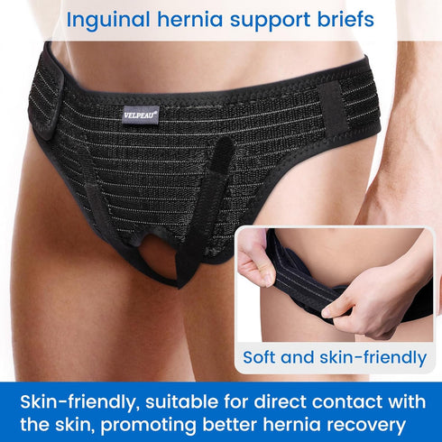 VELPEAU Hernia Belt for Men & Women, Bilateral/Double Inguinal Support Truss Underwear Briefs with Compression Pads