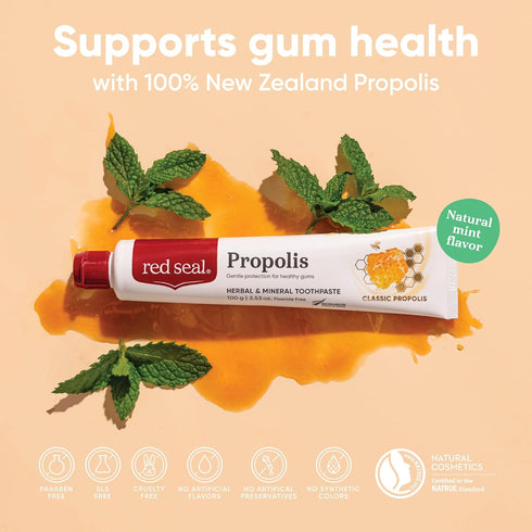 Red Seal Propolis Herbal & Mineral Natural Toothpaste, Fluoride Free, Organic, Supports Gum Health, Vegan, 2 Pack