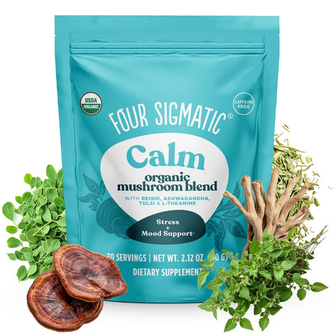 Four Sigmatic Calm Mushroom Blend | Adaptogen Supplement with Ashwagandha, Reishi, Tulsi,