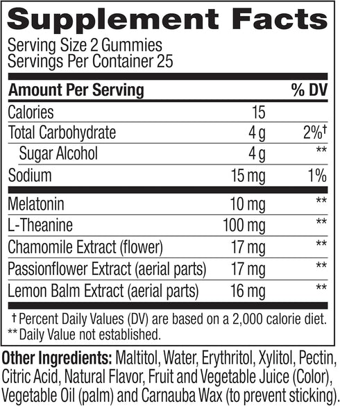 Gummy, 10mg 70 Count OLLY Max Strength Sleep Melatonin, L-Theanine, Chamomile, Lemon Balm, Sugar Free, Vegetarian Sleep