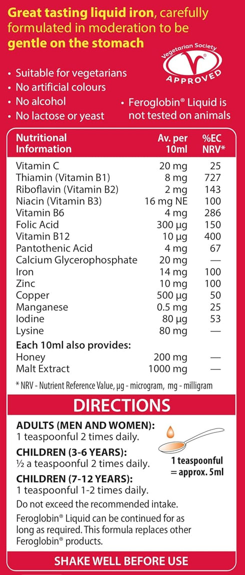 Gentle Iron and Nutrient Liquid, Reduce Tiredness and Fatigue, Natural Iron Source