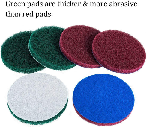 DUOSHIDA 4 Inch Drill Powered Brush Tile Scrubber Cleaning Kit, 2 Different Stiffness, 4-Inch Disc Pad Holder with 6