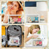 Y1tvei Clear SUN Makeup Bag, Preppy Rose Red Chenille Varsity Letter Cosmetic Bag for Women, Waterproof Organizer