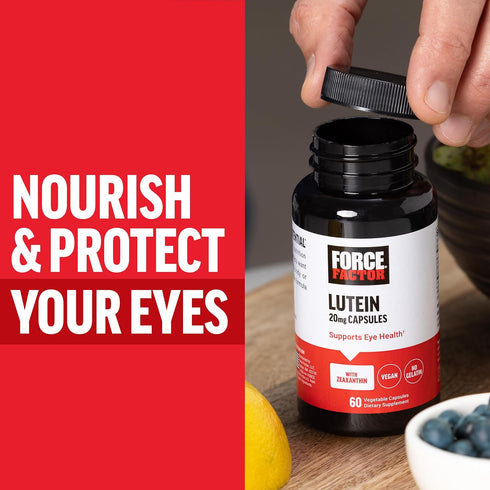 FORCE FACTOR Lutein and Zeaxanthin Eye Vitamins 20mg - 60 Vegan Vegetable Capsules for Eye Health
