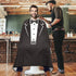 visesunny Tuxedo With Black Bow Tie Barber Cape Anti-Static Hair Cutting Cape with Snap Closure Professional Salon Polyester Beard Shaving Bib Water-Resistant Hairdressing Cape