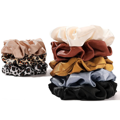 Scrunchies Hair Ties, Silk Satin Scrunchy Pack of Neutral Hair Accessories for Women and Girls