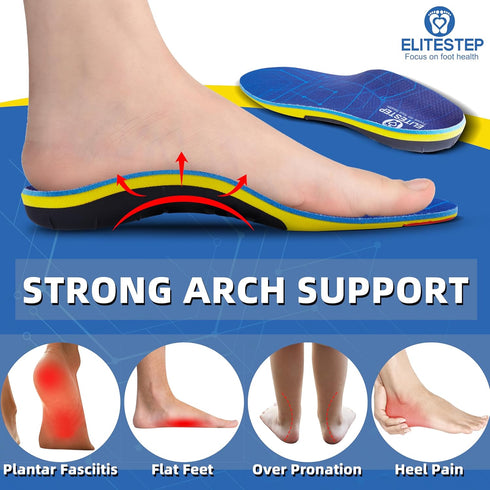 Heavy Duty Support Pain Relief Thick Orthotics Insole, 220+ lbs Plantar Fasciitis Relief High Arch Support (L)