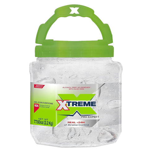Xtreme Pro-Expert Clear Styling Hair Gel, 77.60 oz Jar (Pack of 3), Alcohol-Free 24-Hours Control with Aloe Vera