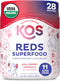 KOS Reds Superfood Powder for Antioxidants, USDA Organic Beet Root, Goji Berries, Acai, Pomegranate, 28 Servings