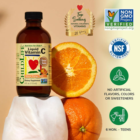 Immune 4 Oz (Pack 3) CHILDLIFE ESSENTIALS Liquid Vitamin C - Pure Vitamin C Liquid Supplement for Kids, System Support