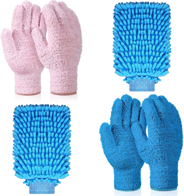 6 pcs Microfiber Dusting Mitt Gloves, Washable Car Wash Mitt for Cleaning